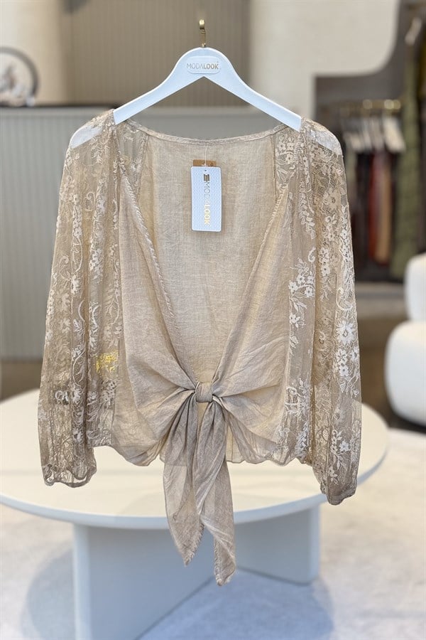 Kolları Dantelli Bolero Camel RenkCEKET