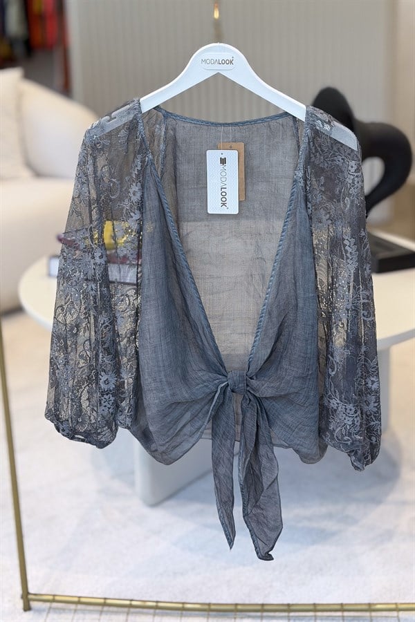 Kolları Dantelli Bolero Füme RenkCEKET