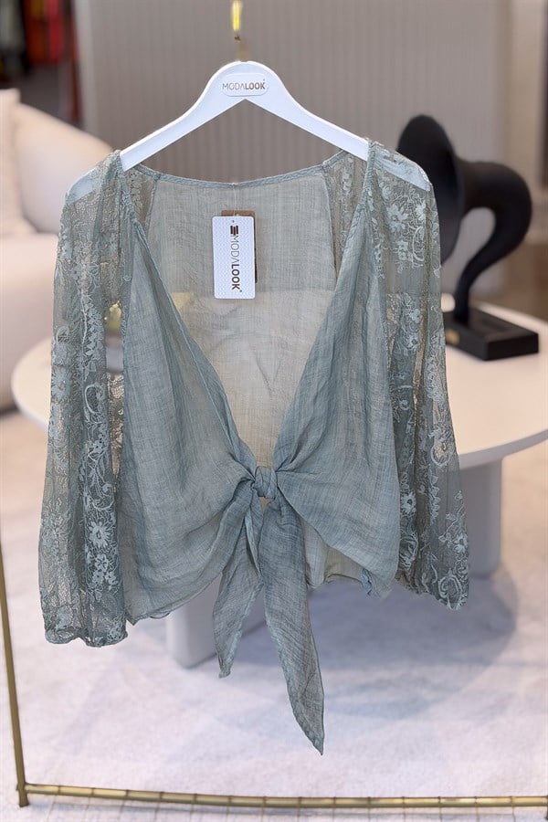 Kolları Dantelli Bolero Haki RenkCEKET