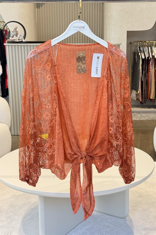 Kolları Dantelli Bolero Kiremit RenkCEKET