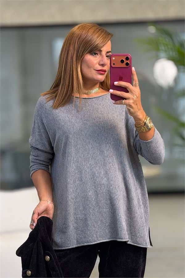 Kuzu Yünü Triko Gri Renk