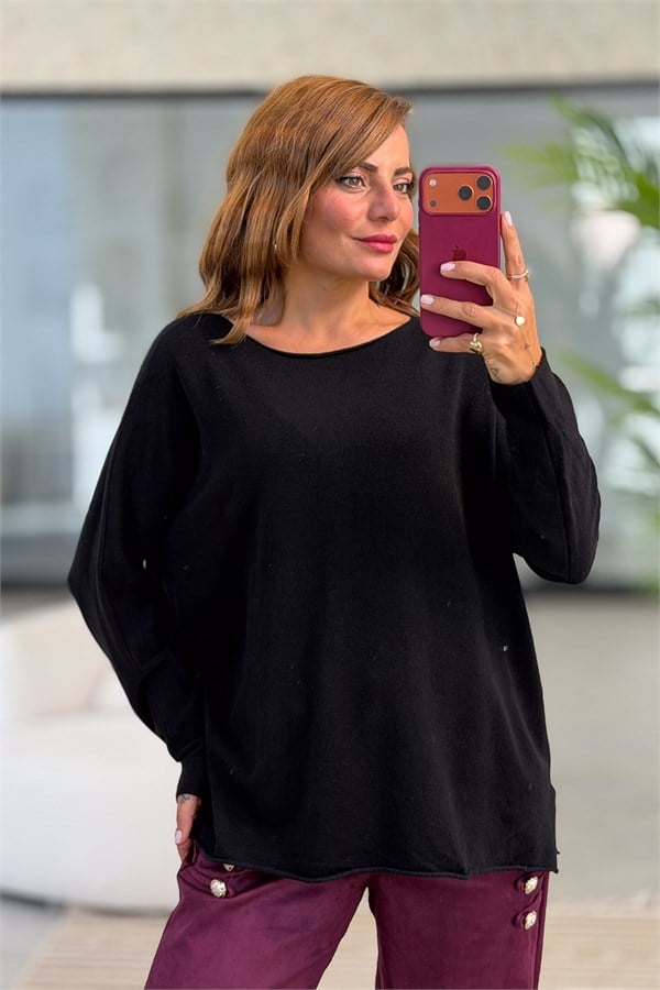 Kuzu Yünü Triko Siyah Renk