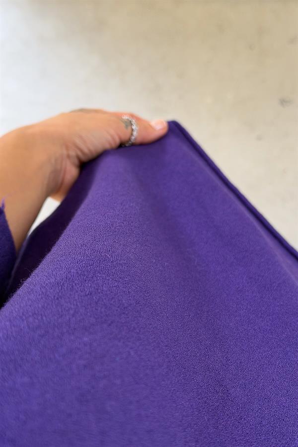 Kuzu Yünü V Yaka Triko Mor Renk