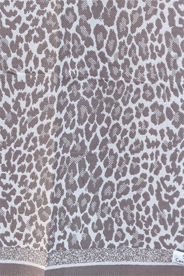 Leopar Desenli Kaşmir Şal Krem Renk
