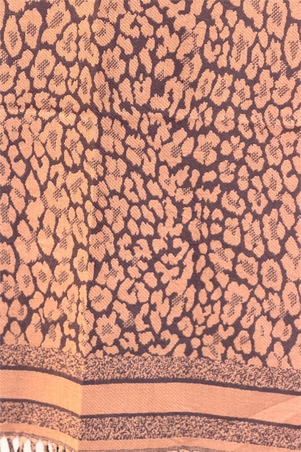 Leopar Desenli Kaşmir Şal Taba Renk