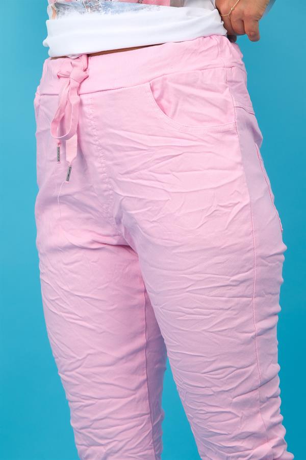 Likralı Düz Basic Pantolon Açık Pembe Renk