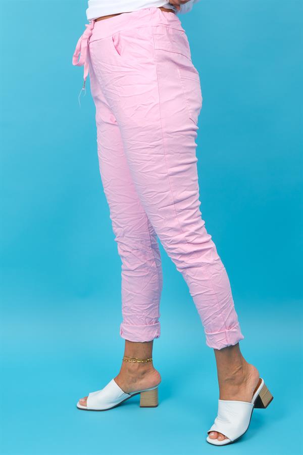 Likralı Düz Basic Pantolon Açık Pembe Renk