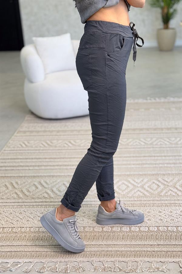 Likralı Düz Basic Pantolon Antresit Renk