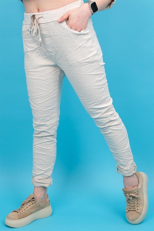 Likralı Düz Basic Pantolon Bej Renk