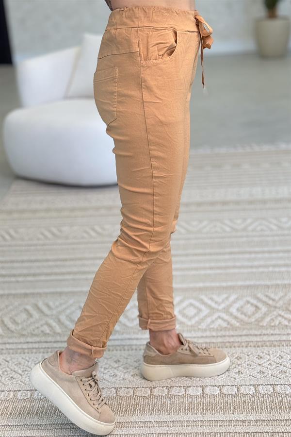 Likralı Düz Basic Pantolon Deve Tüyü Renk
