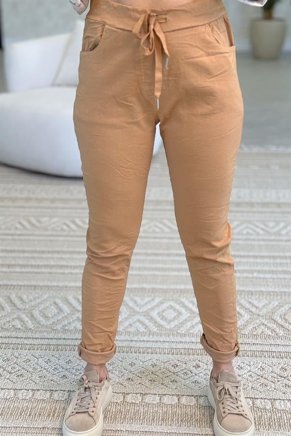 Likralı Düz Basic Pantolon Deve Tüyü Renk