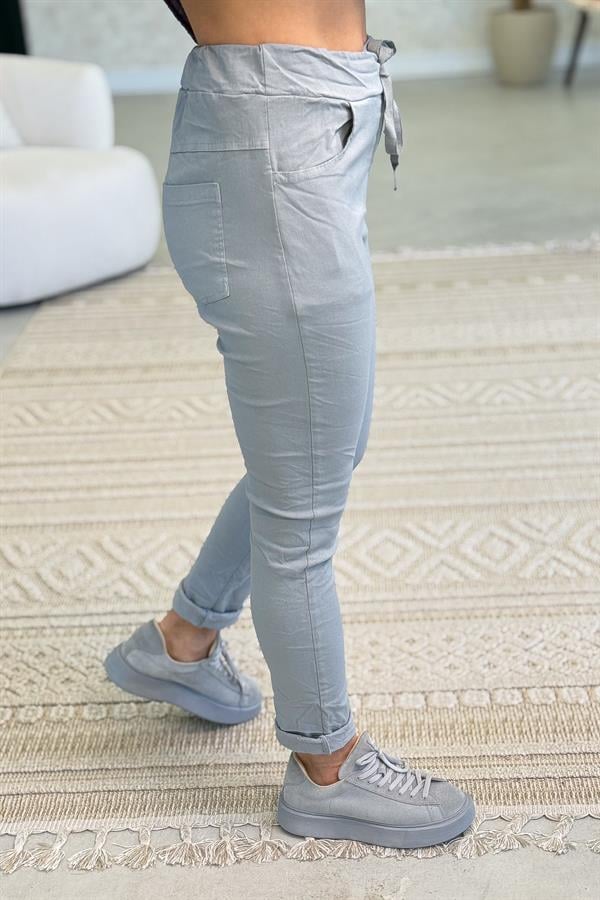 Likralı Düz Basic Pantolon Füme Renk