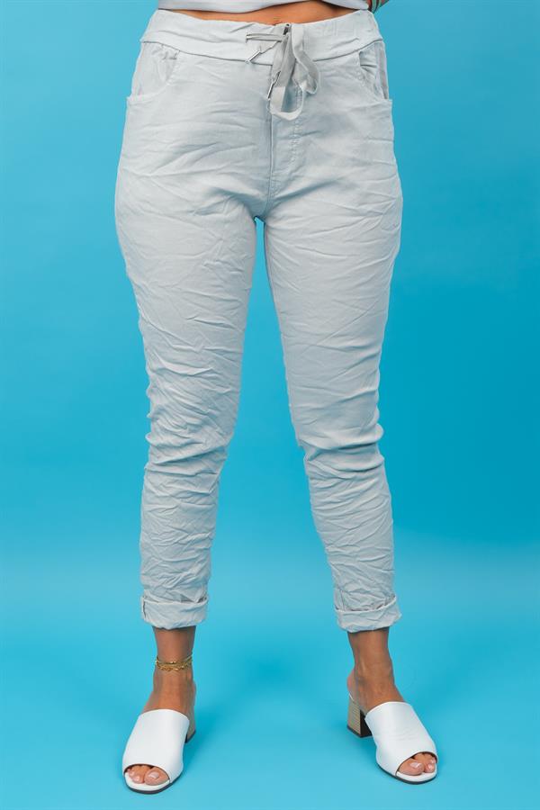 Likralı Düz Basic Pantolon Gri Renk