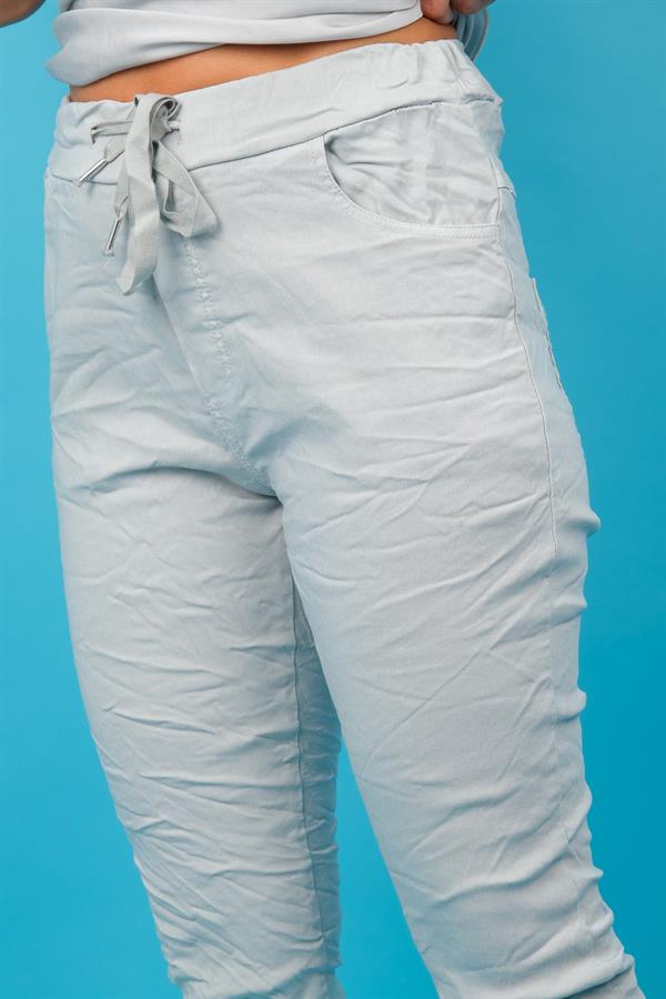 Likralı Düz Basic Pantolon Gri Renk