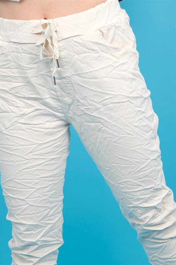 Likralı Düz Basic Pantolon Krem Renk