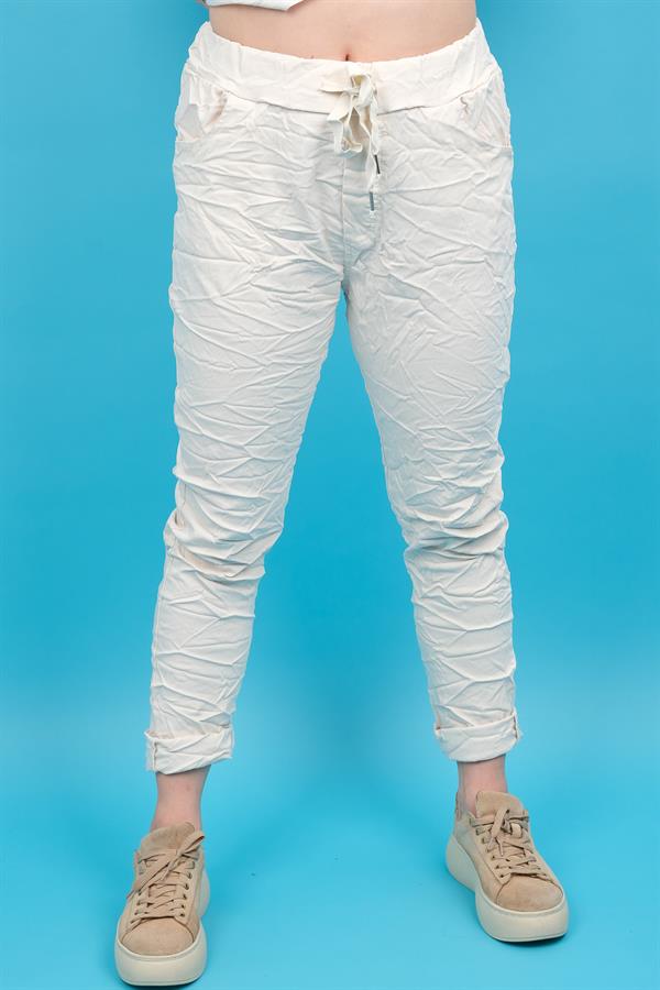 Likralı Düz Basic Pantolon Krem Renk