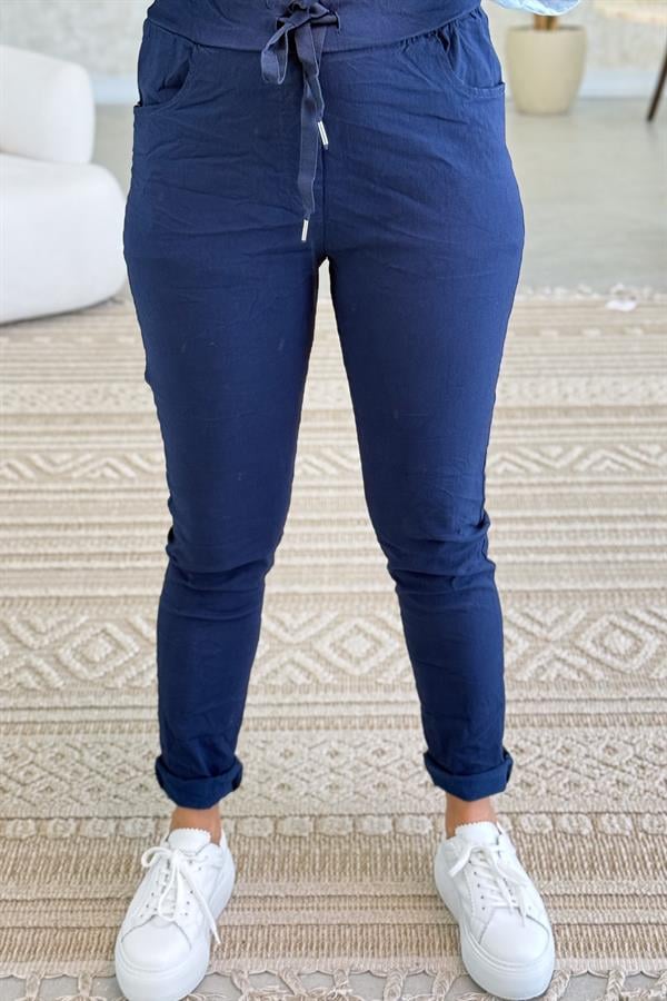 Likralı Düz Basic Pantolon Lacivert Renk