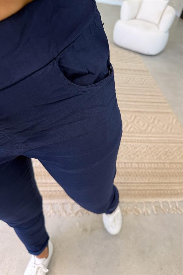 Likralı Düz Basic Pantolon Lacivert Renk