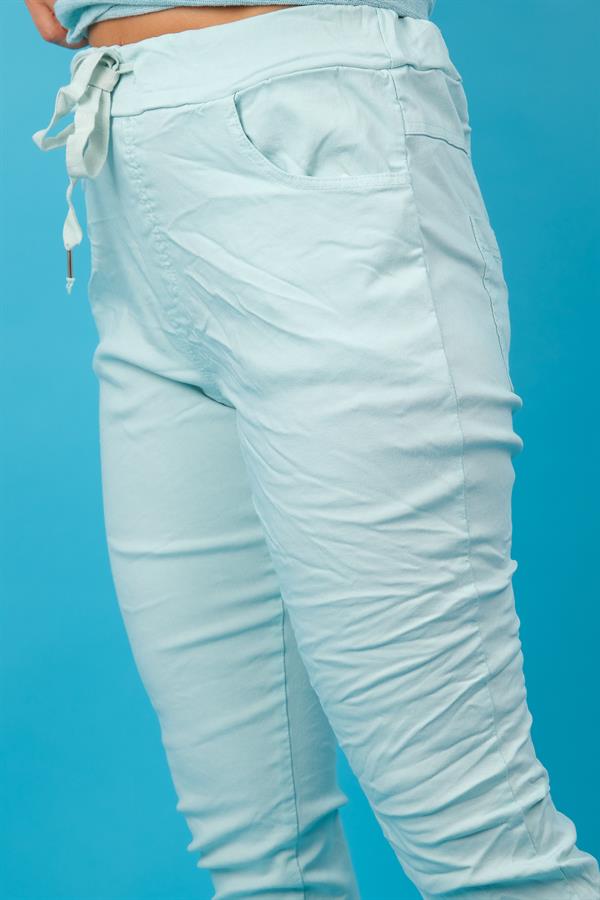 Likralı Düz Basic Pantolon Mint Renk