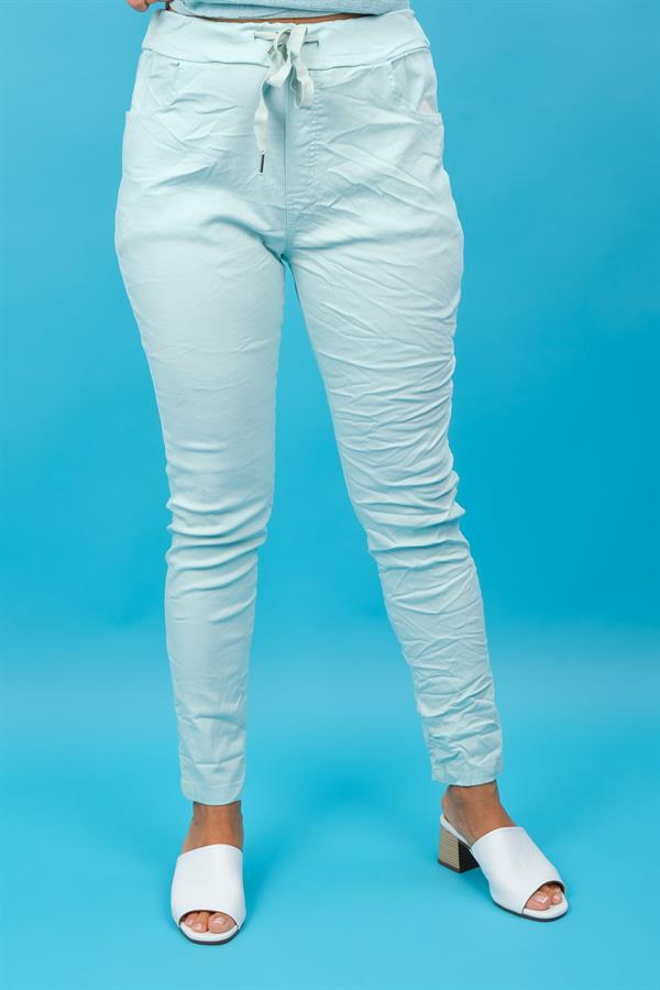 Likralı Düz Basic Pantolon Mint Renk