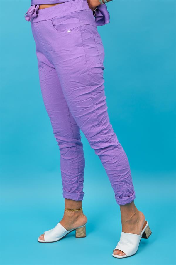 Likralı Düz Basic Pantolon Mor Renk
