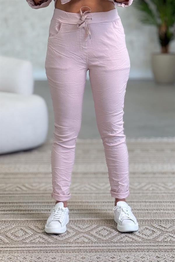Likralı Düz Basic Pantolon Pudra Renk
