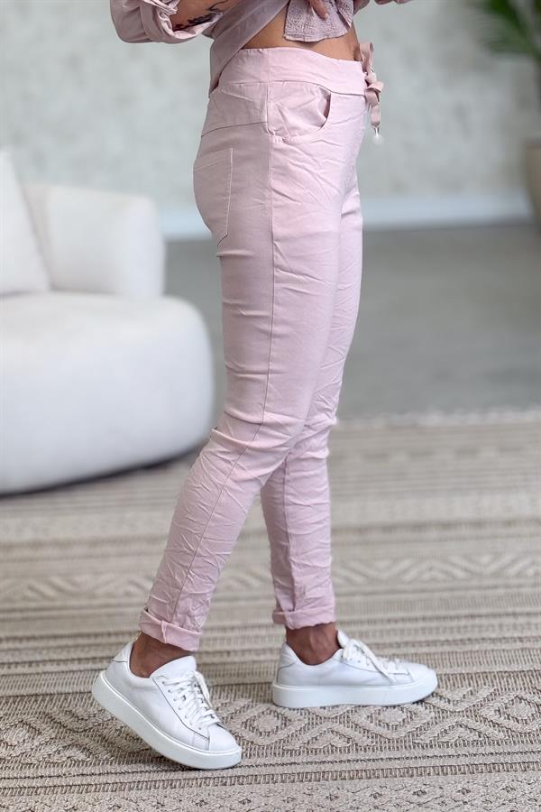 Likralı Düz Basic Pantolon Pudra Renk