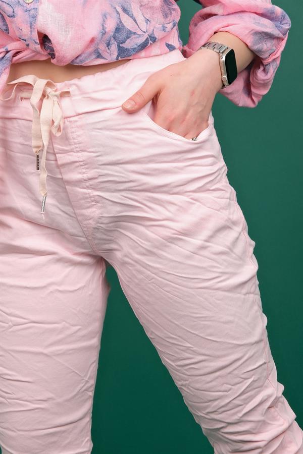 Likralı Düz Basic Pantolon Şeker Pembe Renk