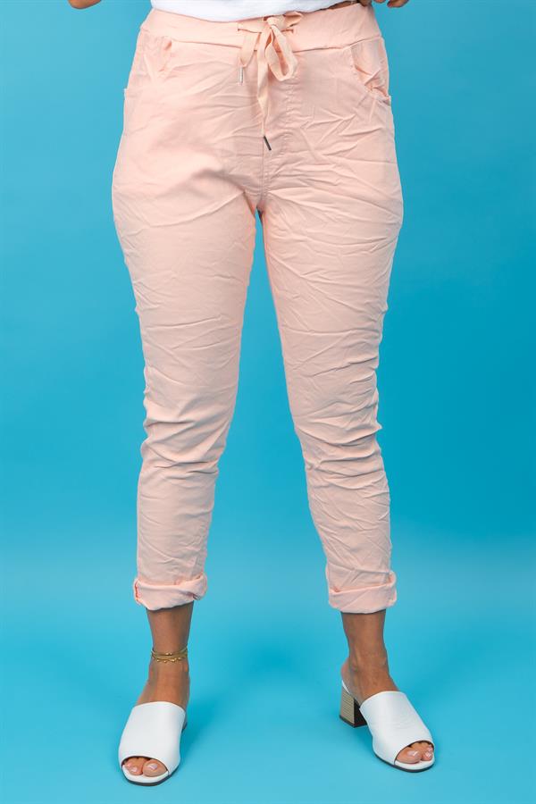 Likralı Düz Basic Pantolon Somon Renk
