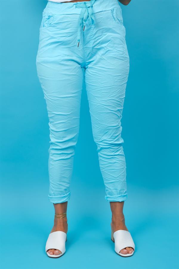 Likralı Düz Basic Pantolon Turkuaz Renk