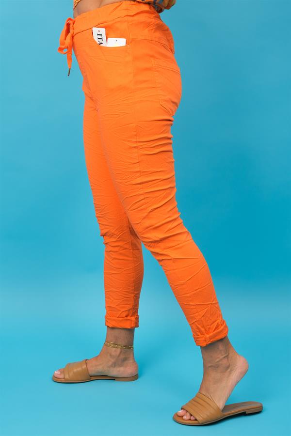 Likralı Düz Basic Pantolon Turuncu Renk