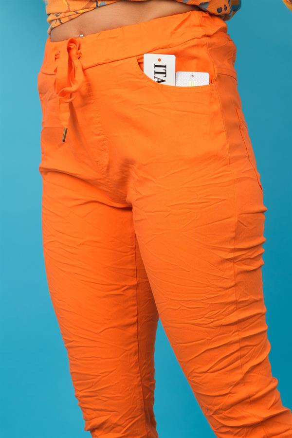 Likralı Düz Basic Pantolon Turuncu Renk