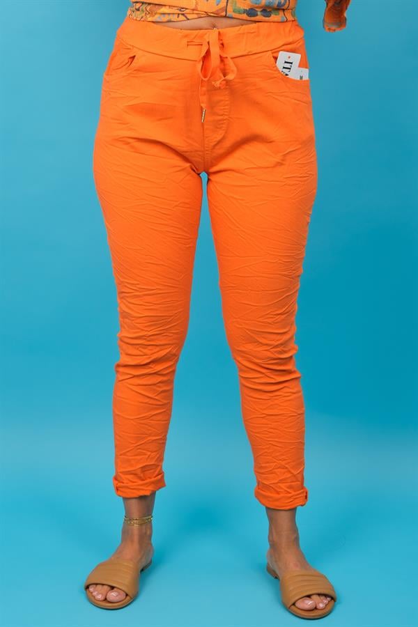 Likralı Düz Basic Pantolon Turuncu Renk