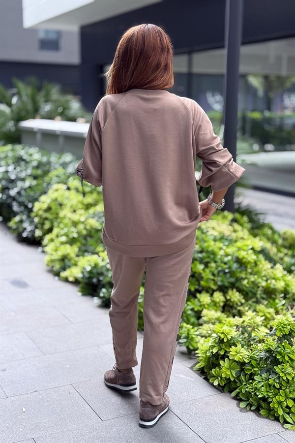 Mickey Ve Taş Detaylı Modal Kumaş Sweet Vizon Renk