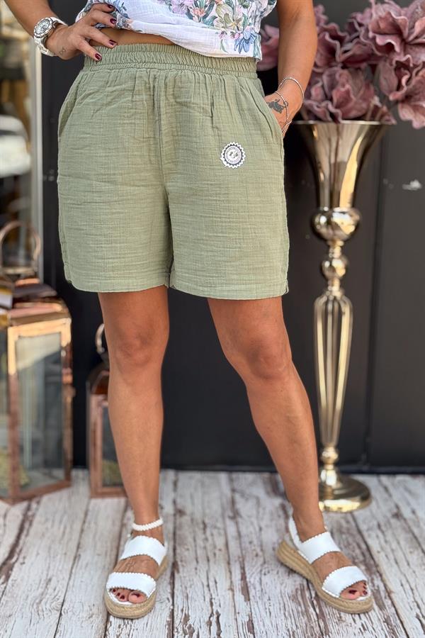 Müslin Şort Çağla Renk