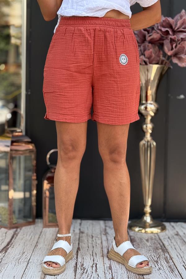 Müslin Şort Kiremit Renk