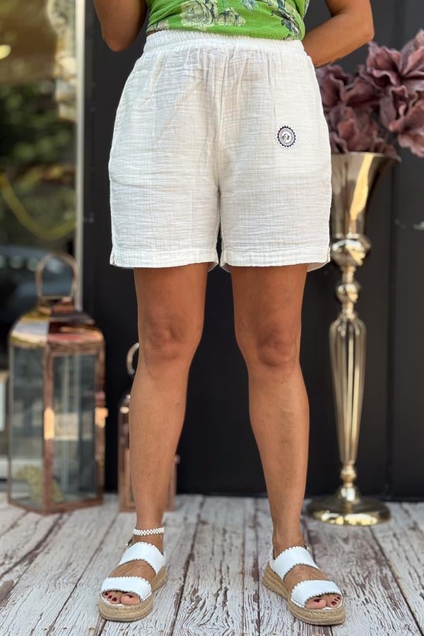 Müslin Şort Krem Renk