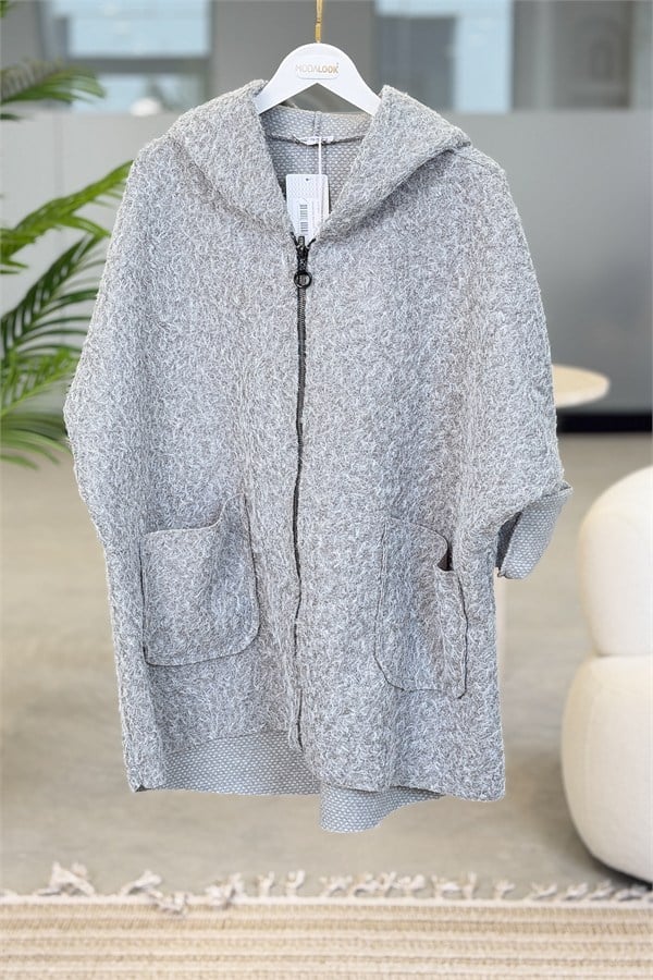 Oversize Kalıp Keçe Kaban Gri RenkMONT & KABAN