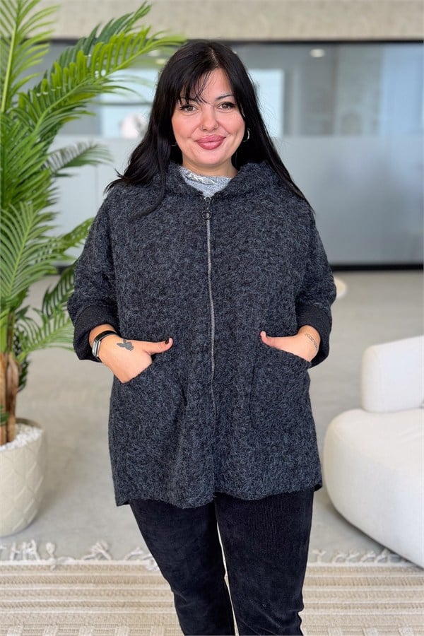 Oversize Kalıp Keçe Kaban Siyah RenkMONT & KABAN