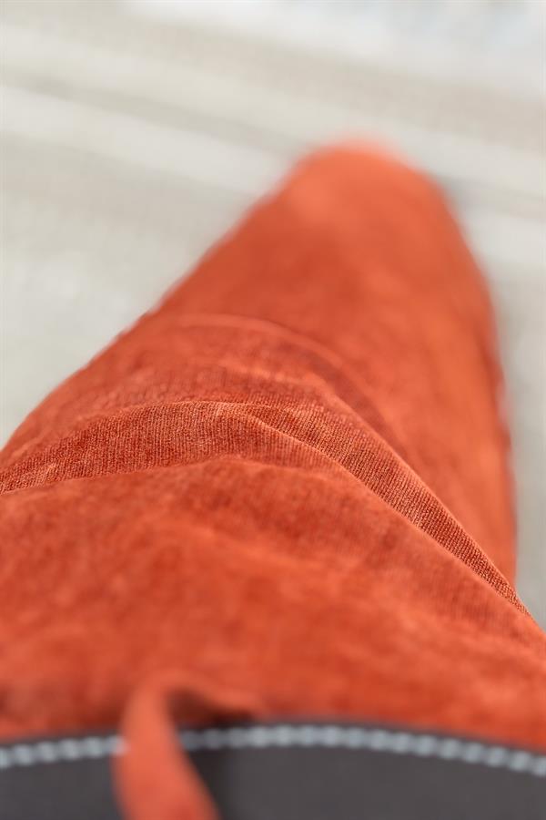 Premium İnce Fitilli Kemerli Kadife Pantolon Kiremit Renk