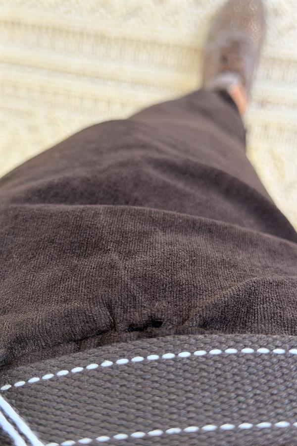 Premium İnce Fitilli Kemerli Kadife Pantolon Acı Kahve Renk