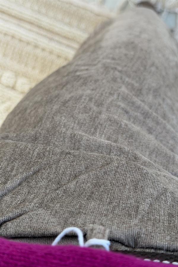 Premium İnce Fitilli Kemerli Kadife Pantolon Vizon Renk