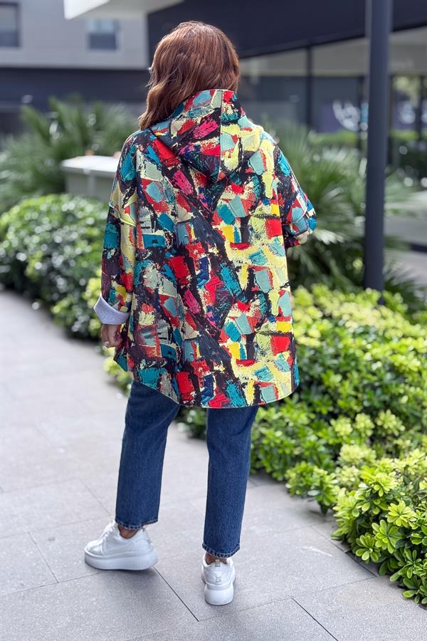 Renkli Desenleri Farklı Ceket Nefti Yeşil Renk