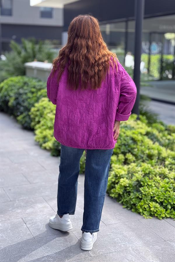 Şal Desenli Kapitone Ceket Siklemen Renk