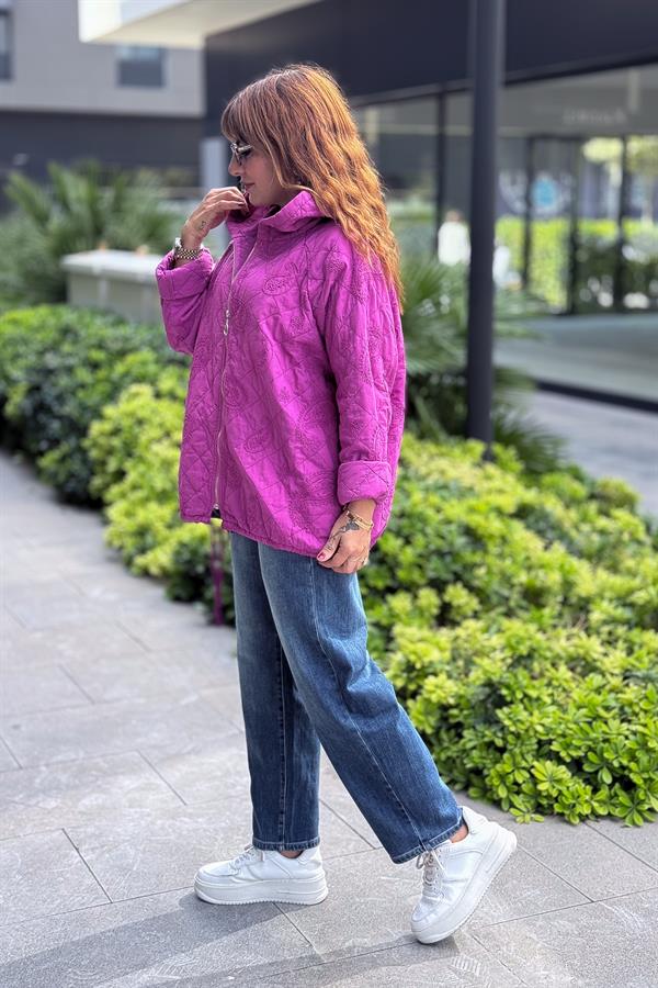 Şal Desenli Kapitone Ceket Siklemen Renk