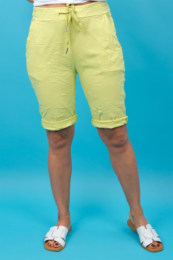 Sim Bağçıklı Likralı Basic Şort Asit Renk