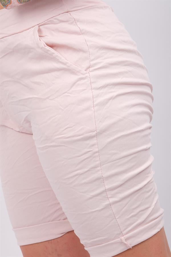 Sim Bağçıklı Likralı Basic Şort Toz Pembe Renk