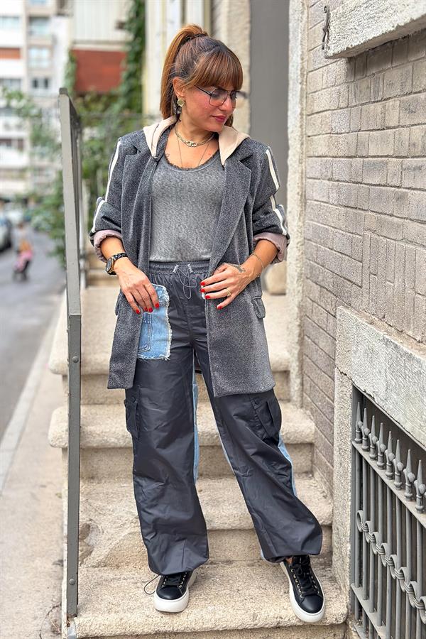 Tasarım Kot Pantolon Antresit Renk