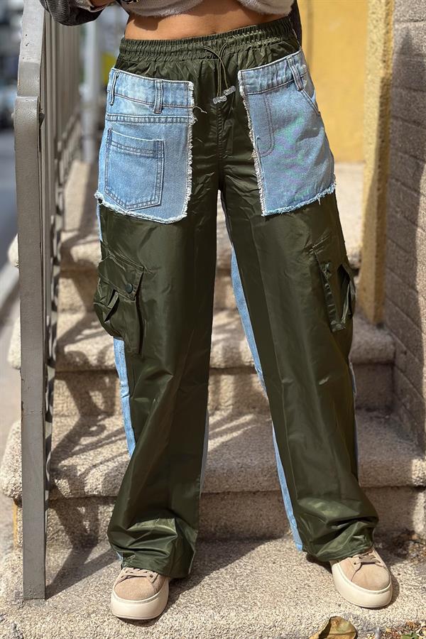 Tasarım Kot Pantolon Haki Renk