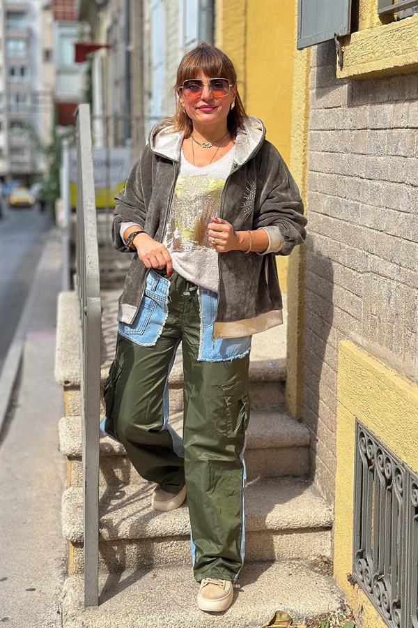 Tasarım Kot Pantolon Haki Renk